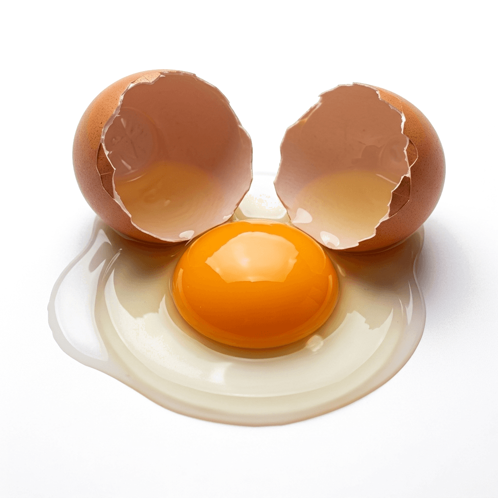 Real cracked Gavran Murge egg showing yolk and white